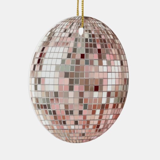 Pastel Roze & Zilveren Discobal Keramisch Ornament (Rechts)