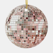 Pastel Roze & Zilveren Discobal Keramisch Ornament (Voorkant)
