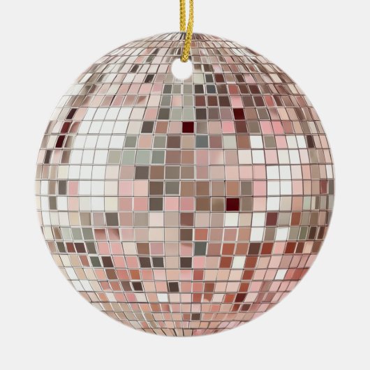 Pastel Roze & Zilveren Discobal Keramisch Ornament (Voorkant)