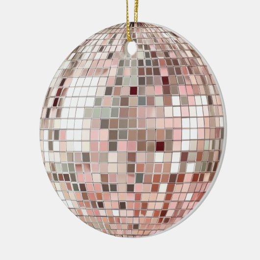 Pastel Roze & Zilveren Discobal Keramisch Ornament (Links)