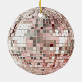 Pastel Roze & Zilveren Discobal Keramisch Ornament (Achterkant)
