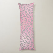 Pastel Roze Zilveren Luipaardprint Lichaamskussen (Achterkant (Verticaal))