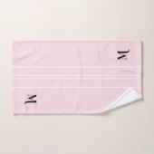 Pastel Roze Zwart Monogram Witte Racing Stripes Bad Handdoek (Handdoek)