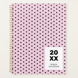 Pastel Roze Zwart Stippen Personalized Planner