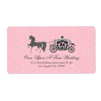 Pastel Roze & Zwart Trouwpaard & Koets Etiket