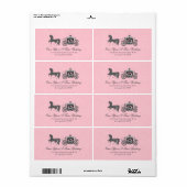Pastel Roze & Zwart Trouwpaard & Koets Etiket (Full Sheet)
