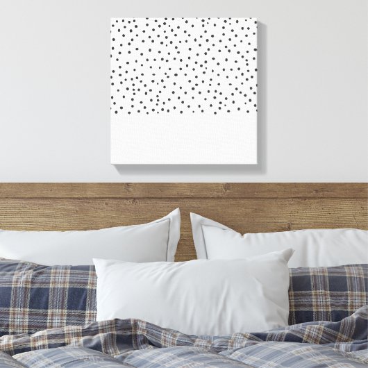 Pastel roze zwart waterverf polka dots patroon ca canvas afdruk (Insitu (Slaapkamer))