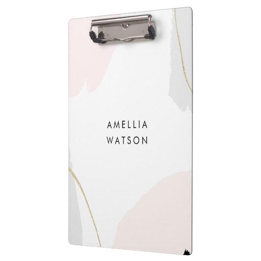 Pastel roze, zwarte en grijze Waterverf penseelstr Klembord (Links)