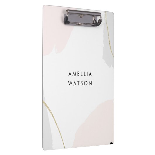 Pastel roze, zwarte en grijze Waterverf penseelstr Klembord (Rechts)