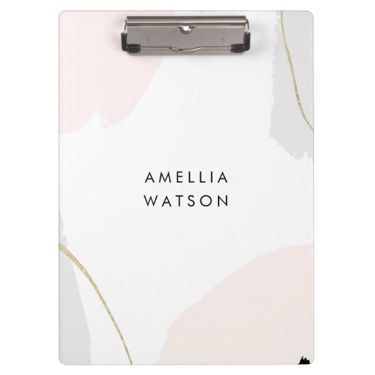 Pastel roze, zwarte en grijze Waterverf penseelstr Klembord (Voorkant)