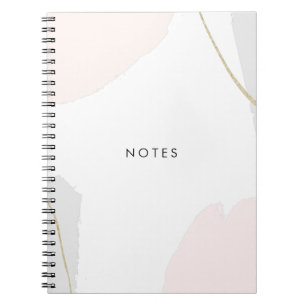 Pastel roze, zwarte en grijze Waterverf penseelstr Notitieboek