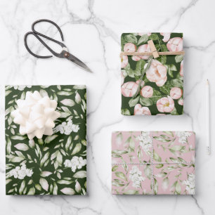 Pastel Roze Zwarte Roos Orchidee Bloem Inpakpapier Vel
