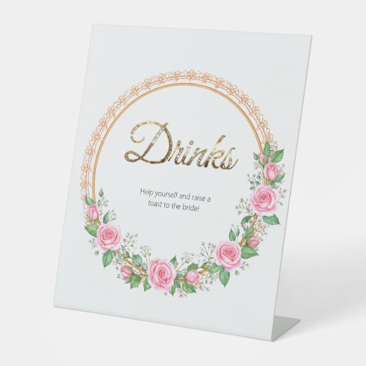 Pastel Rozen & Baby's Adem Drinken Reclamebord Met Voetstuk (Voorkant)