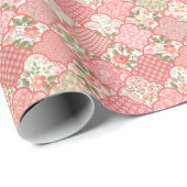 Pastel Rozen Bloemen Patchwork Patroon Cadeaupapier (Rol Hoek)