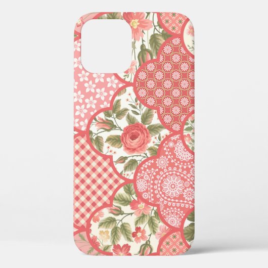 Pastel Rozen Bloemen Patchwork Patroon Case-Mate iPhone Case (Achterkant)