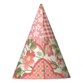 Pastel Rozen Bloemen Patchwork Patroon Feesthoedjes (Achterkant)