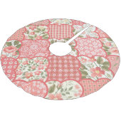 Pastel Rozen Bloemen Patchwork Patroon Kerstboom Rok (Gekanteld)