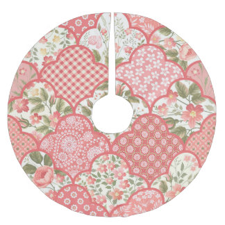 Pastel Rozen Bloemen Patchwork Patroon Kerstboom Rok
