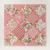 Pastel Rozen Bloemen Patchwork Patroon Legpuzzel (Horizontaal)
