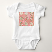 Pastel Rozen Bloemen Patchwork Patroon Romper (Voorkant)