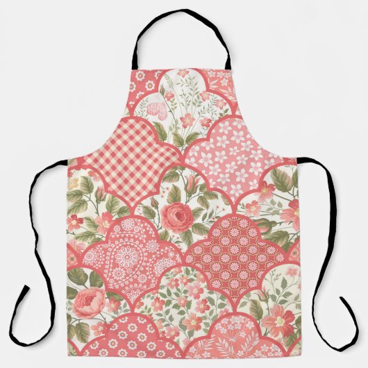 Pastel Rozen Bloemen Patchwork Patroon Schort (Voorkant)