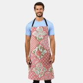 Pastel Rozen Bloemen Patchwork Patroon Schort (Gedragen)