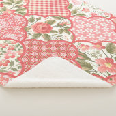 Pastel Rozen Bloemen Patchwork Patroon Sherpa Deken (3/4)