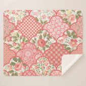 Pastel Rozen Bloemen Patchwork Patroon Sherpa Deken (Voorkant (horizontaal))