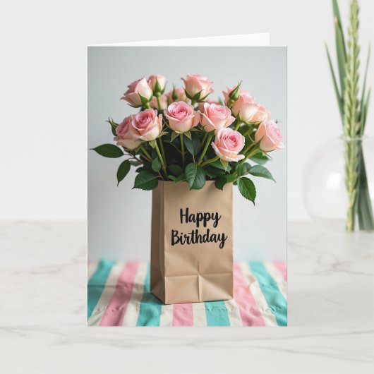 Pastel Rozen Boeket Kaart (Voorkant)