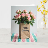 Pastel Rozen Boeket Kaart (Gele Bloem)