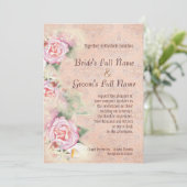 Pastel Rozen & Calla Lilies Bruiloft Uitnodiging (Staand voorkant)