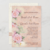 Pastel Rozen & Calla Lilies Bruiloft Uitnodiging (Voorkant / Achterkant)