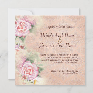 Pastel Rozen & Calla Lilies Bruiloft Uitnodiging