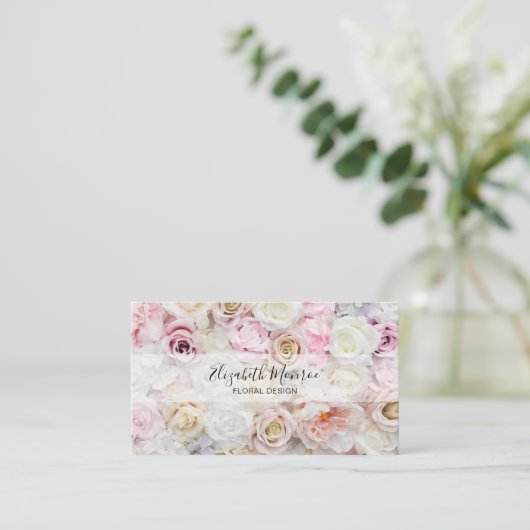 Pastel Rozen Floral Designer Visitekaartje (Staand voorkant)
