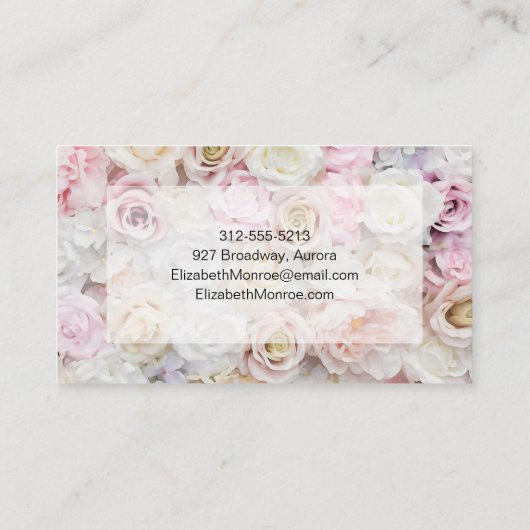 Pastel Rozen Floral Designer Visitekaartje (Achterkant)