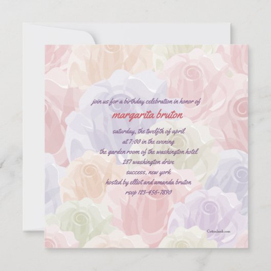 Pastel Rozen Fotouitnodiging Kaart (Achterkant)