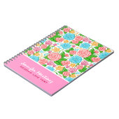 Pastel Rozen in roze blauw en beige monogram Notitieboek (Linkerzijde)