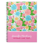 Pastel Rozen in roze blauw en beige monogram Notitieboek (Voorkant)