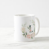 Pastel rozen met florale monogram letter L Koffiemok (Voorkant rechts)