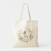 Pastel rozen met florale monogram letter L Tote Bag (Achterkant)