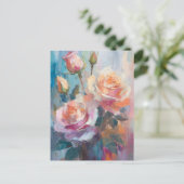 Pastel Rozen Moderne Abstracte Bloemenkunst Briefkaart (Staand voorkant)