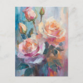 Pastel Rozen Moderne Abstracte Bloemenkunst Briefkaart (Voorkant)