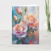 Pastel Rozen Moderne Abstracte Bloemenkunst Kaart (Voorkant)