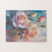 Pastel Rozen Moderne Abstracte Bloemenkunst Legpuzzel (Horizontaal)