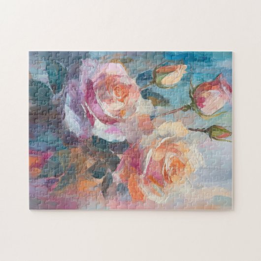 Pastel Rozen Moderne Abstracte Bloemenkunst Legpuzzel (Horizontaal)