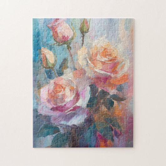 Pastel Rozen Moderne Abstracte Bloemenkunst Legpuzzel (Verticaal)