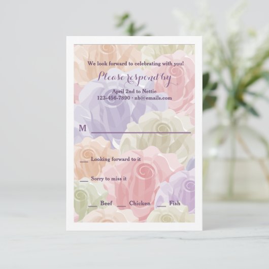 Pastel Rozen RSVP-kaart Kaart (Staand voorkant)