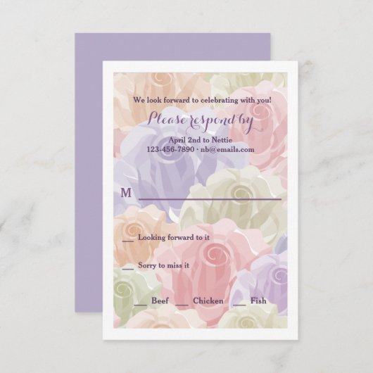 Pastel Rozen RSVP-kaart Kaart (Voorkant / Achterkant)