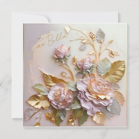 Pastel Rozen Schocculptuur Feestdagenkaart (Voorkant)