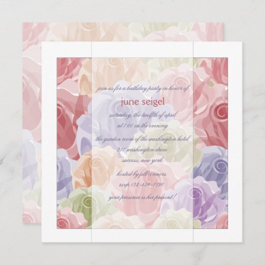 Pastel Rozen Uitnodiging (Voorkant / Achterkant)